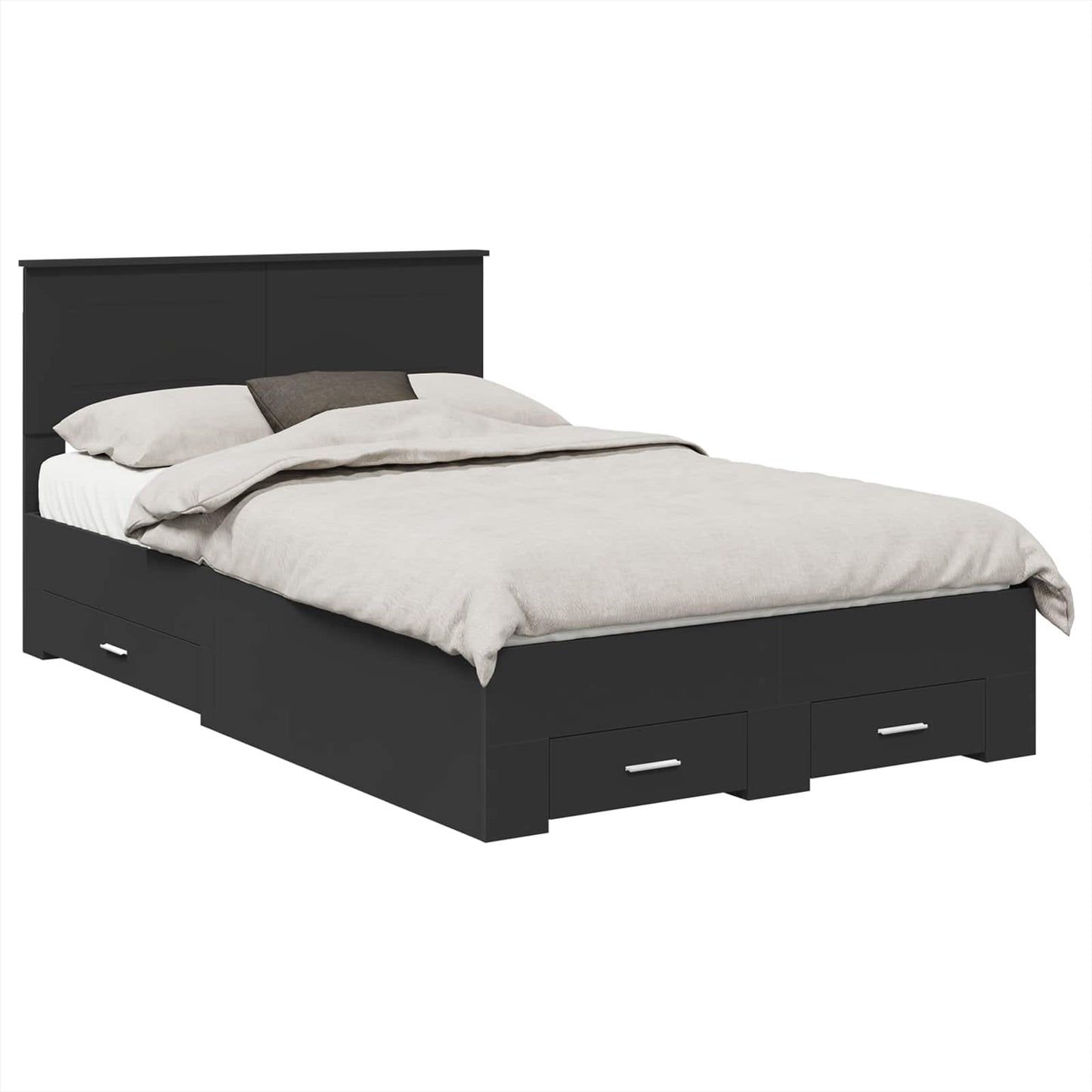 vidaXL Σκελετός Κρεβατιού Μαύρο 135 x 190 cm Επεξεργασμένο ξύλο