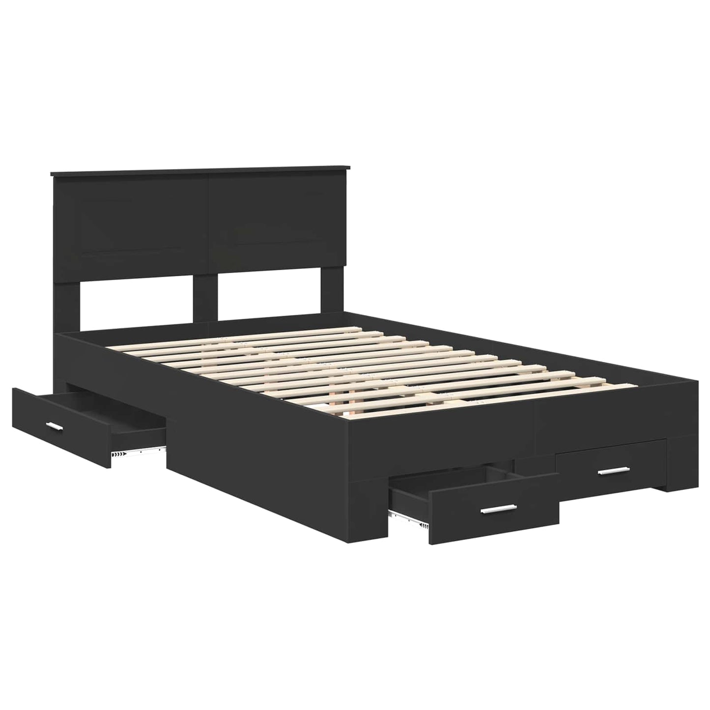 vidaXL Σκελετός Κρεβατιού Μαύρο 135 x 190 cm Επεξεργασμένο ξύλο