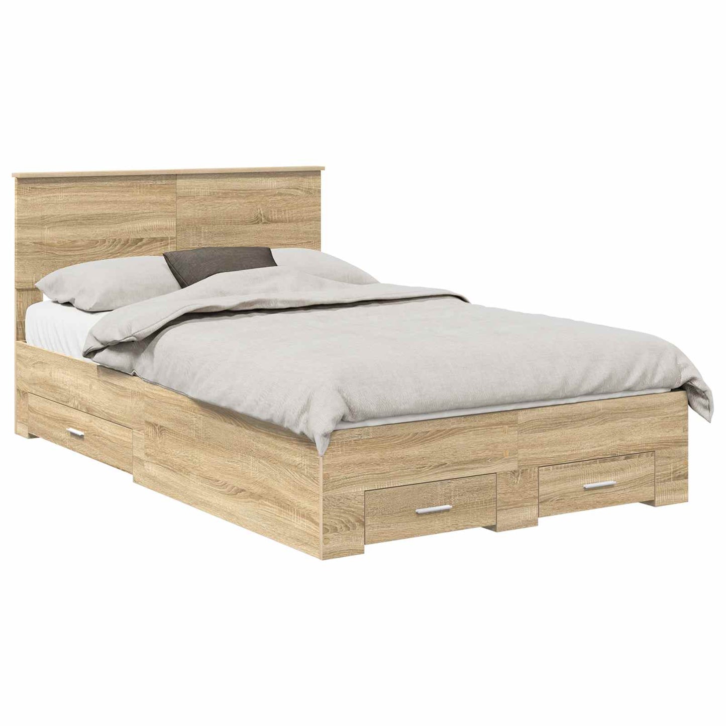 vidaXL Σκελετός Κρεβατιού Δρύς Sonoma 135 x 190 cm Επεξεργασμένο ξύλο
