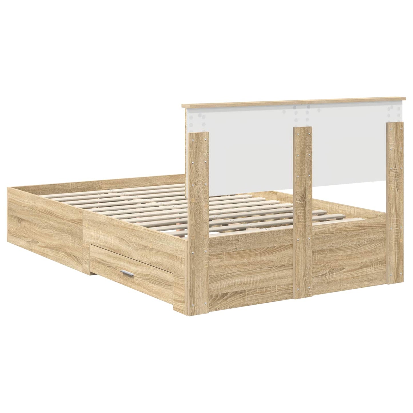 vidaXL Σκελετός Κρεβατιού Δρύς Sonoma 135 x 190 cm Επεξεργασμένο ξύλο