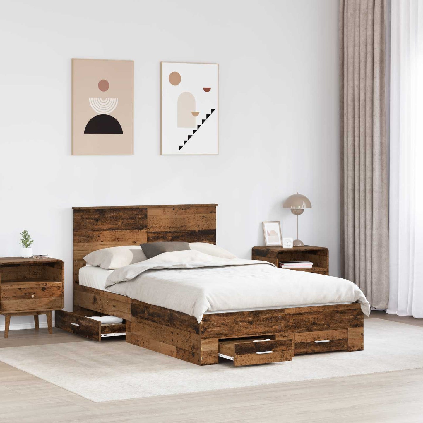 vidaXL Σκελετός Κρεβατιού Παλιό ξύλο 120 x 190 cm Επεξεργασμένο ξύλο