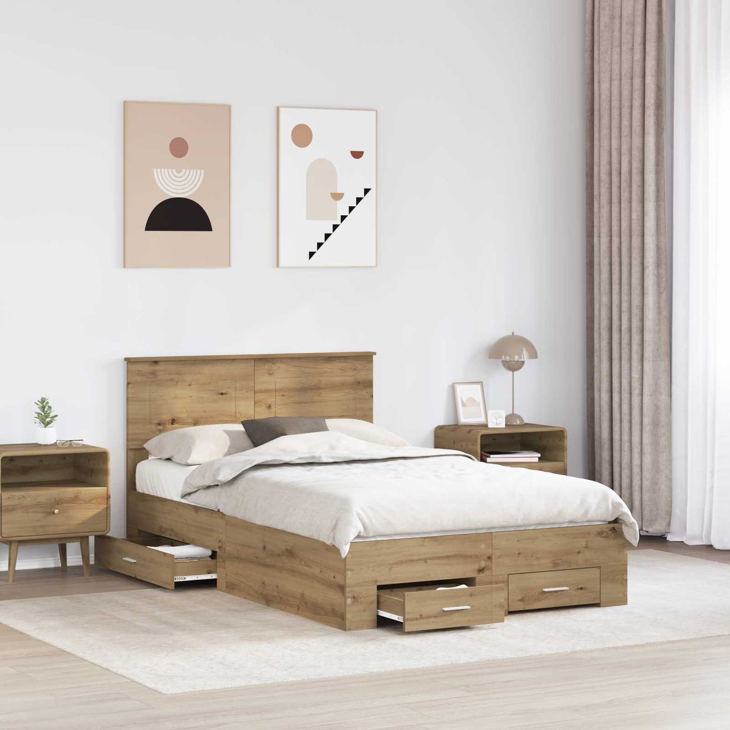vidaXL Σκελετός Κρεβατιού Artisan Oak 120 x 190 cm Επεξεργασμένο ξύλο