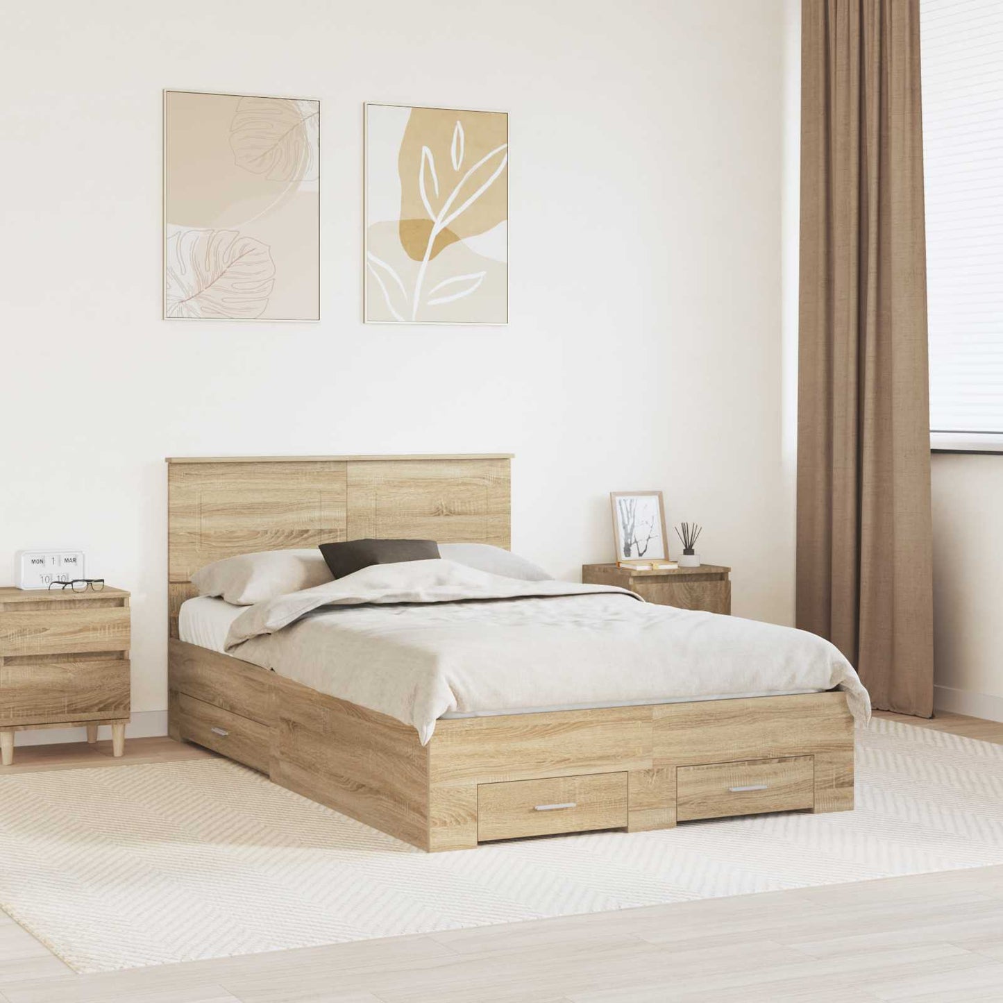 vidaXL Σκελετός Κρεβατιού Δρύς Sonoma 120 x 200 cm Επεξεργασμένο ξύλο