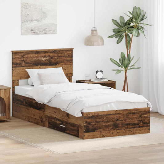 vidaXL Σκελετός Κρεβατιού Παλιό ξύλο 100 x 200 cm Επεξεργασμένο ξύλο
