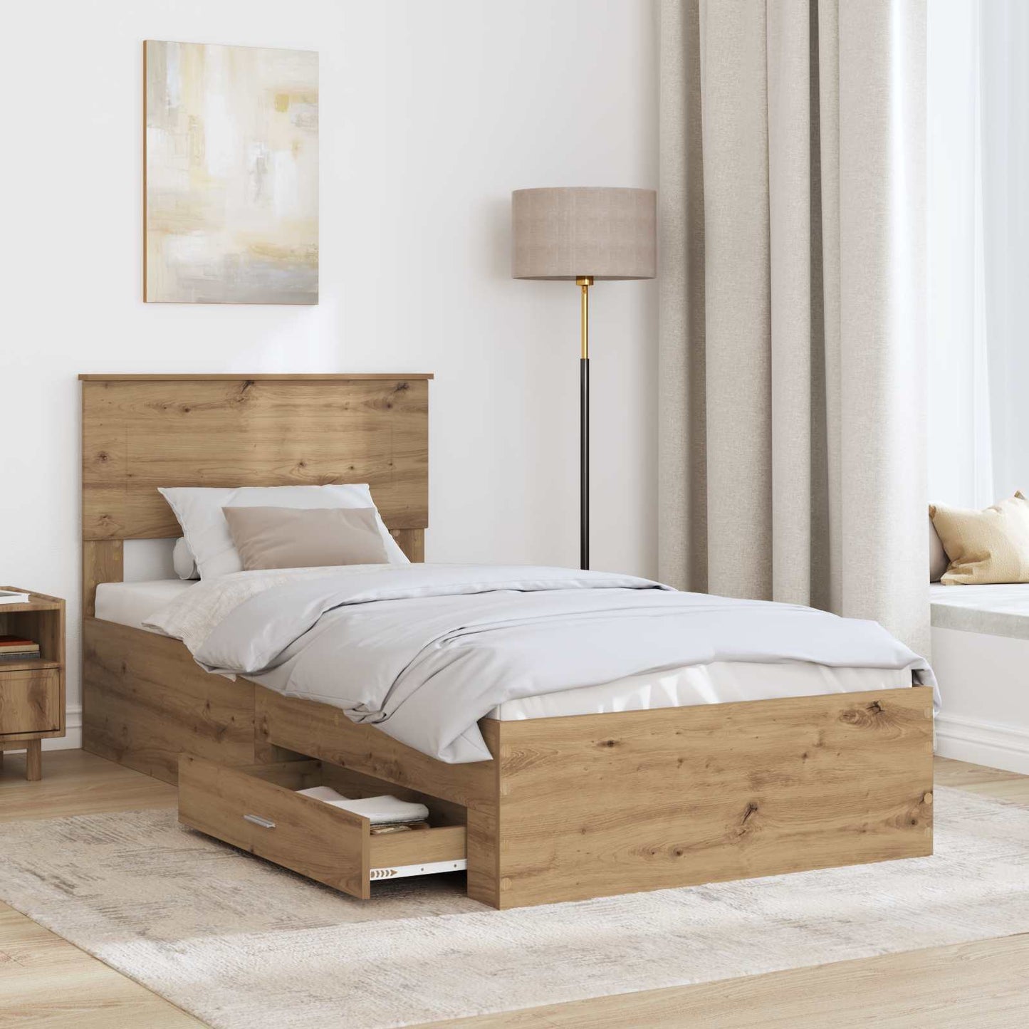 vidaXL Σκελετός Κρεβατιού Artisan Oak 100 x 200 cm Επεξεργασμένο ξύλο