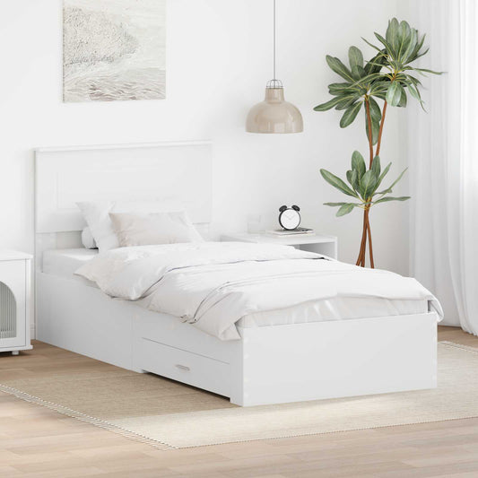 vidaXL Σκελετός Κρεβατιού Λευκό 90 x 190 cm Επεξεργασμένο ξύλο