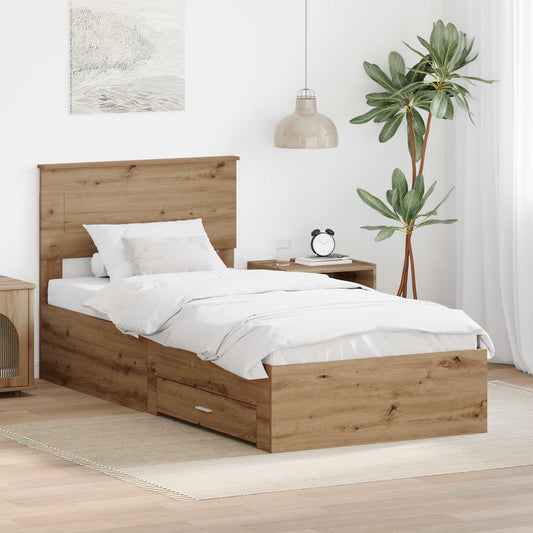 vidaXL Σκελετός Κρεβατιού Artisan Oak 90 x 190 cm Επεξεργασμένο ξύλο