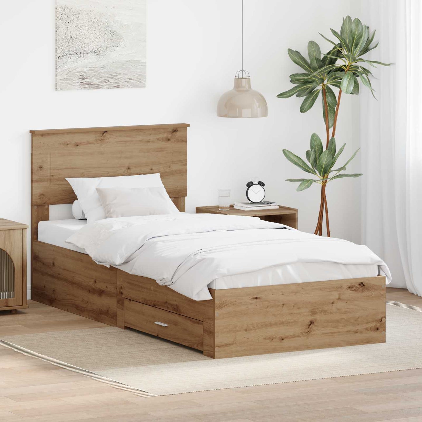 vidaXL Σκελετός Κρεβατιού Artisan Oak 90 x 200 cm Επεξεργασμένο ξύλο