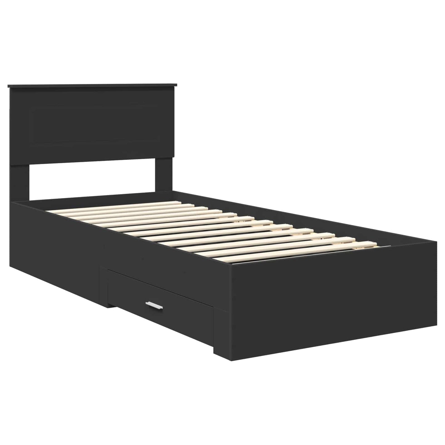 vidaXL Σκελετός Κρεβατιού με κεφαλάρι Μαύρο και Ασημί 75 x 190 cm