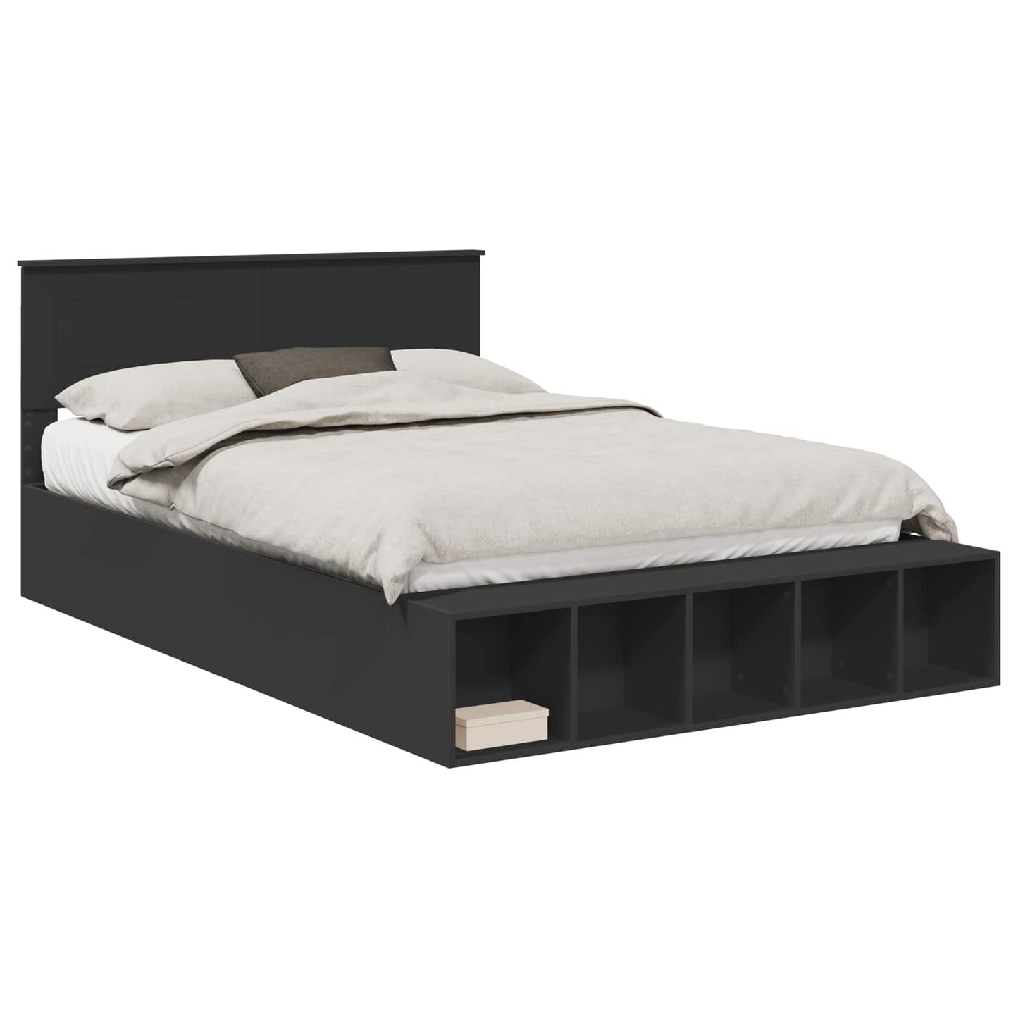 vidaXL Σκελετός Κρεβατιού Μαύρο 150 x 200 cm Επεξεργασμένο ξύλο