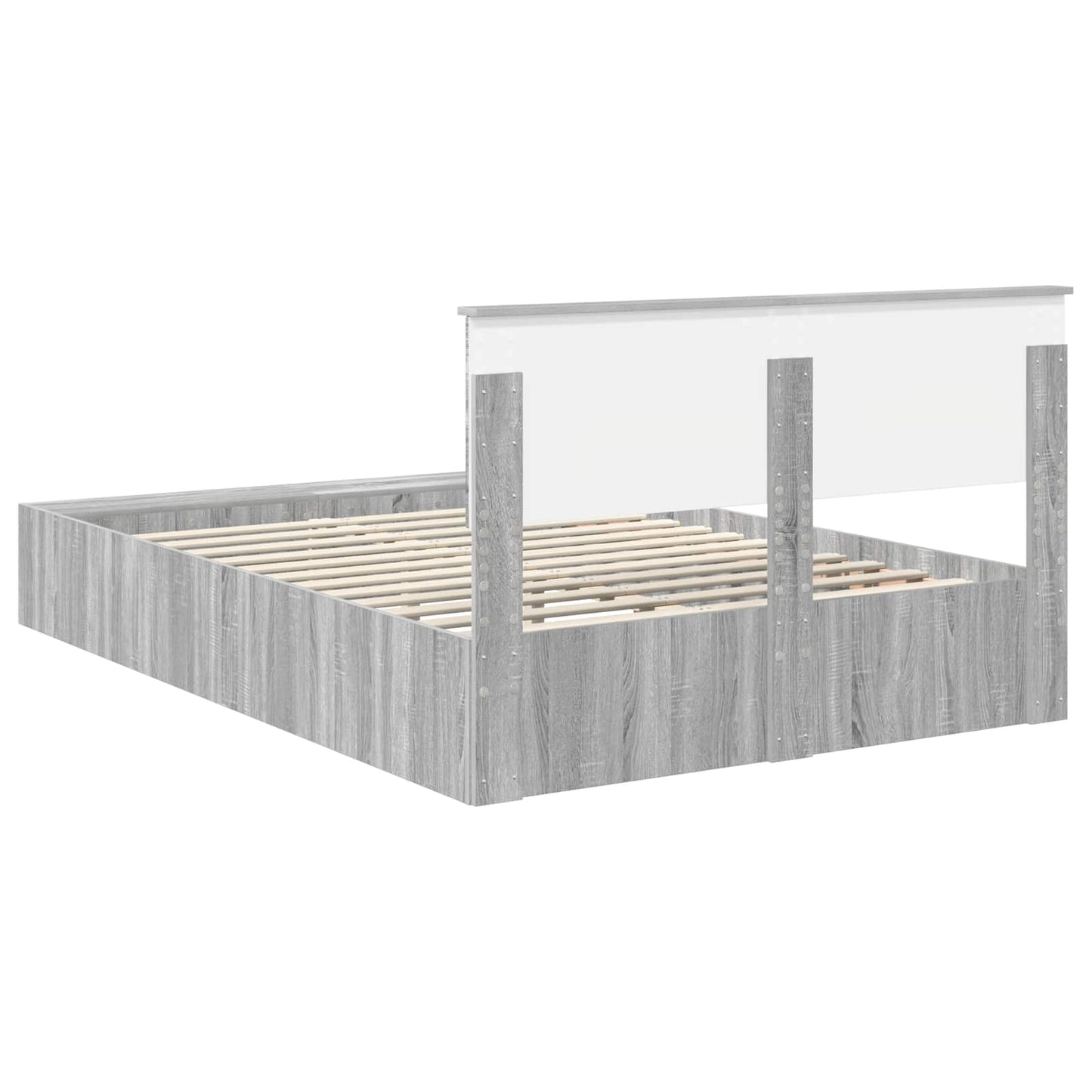 vidaXL Σκελετός Κρεβατιού με ράφι Γκρίζο Σονομα 140 x 200 cm