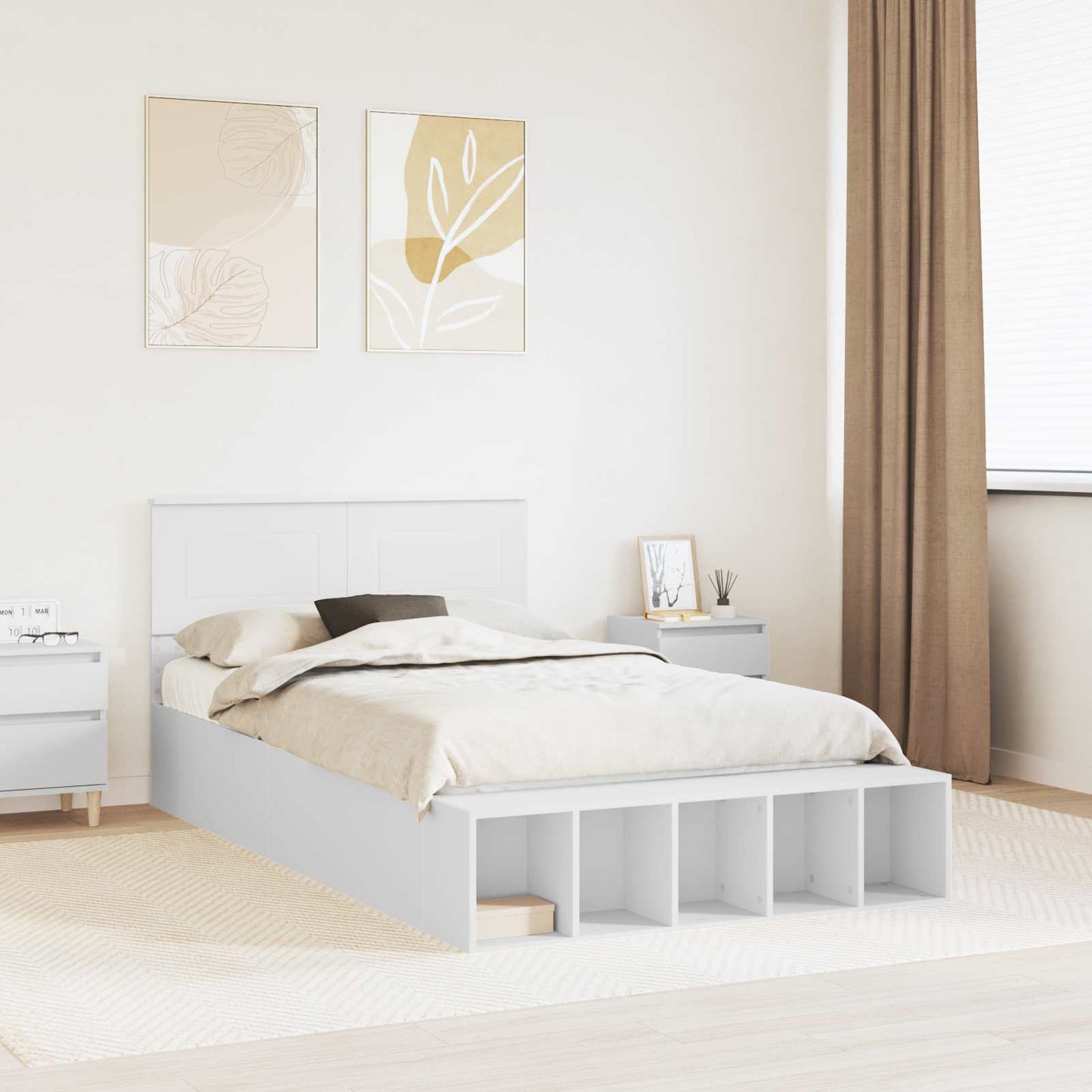 vidaXL Σκελετός Κρεβατιού Λευκό 135 x 190 cm Επεξεργασμένο ξύλο