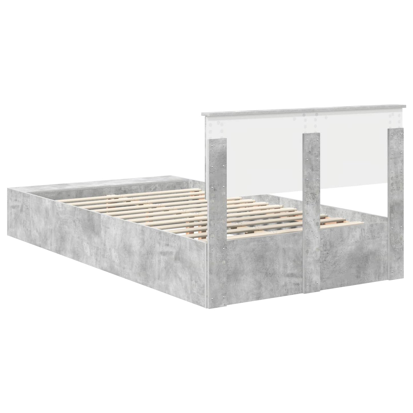 vidaXL Σκελετός Κρεβατιού με ράφι Σκυρόδεμα Γκρι 135 x 190 cm