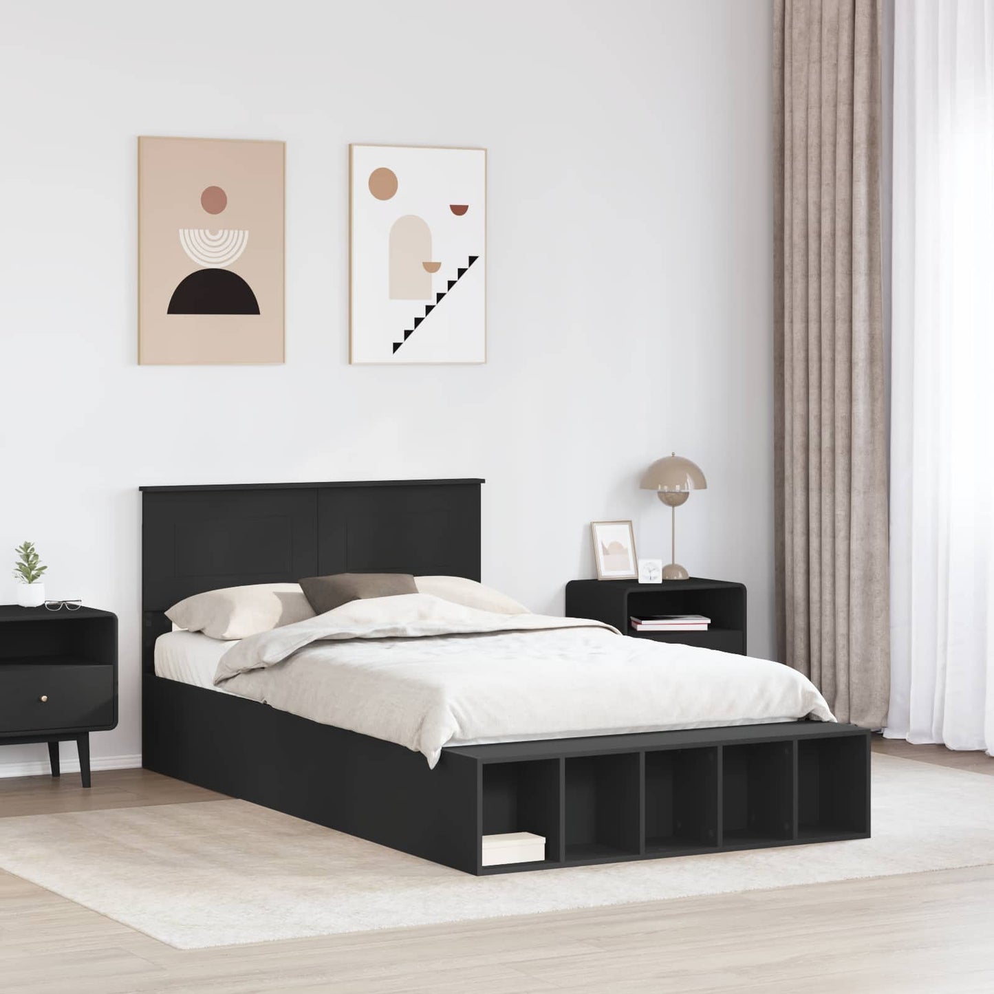 vidaXL Σκελετός Κρεβατιού Μαύρο 120 x 190 cm Επεξεργασμένο ξύλο