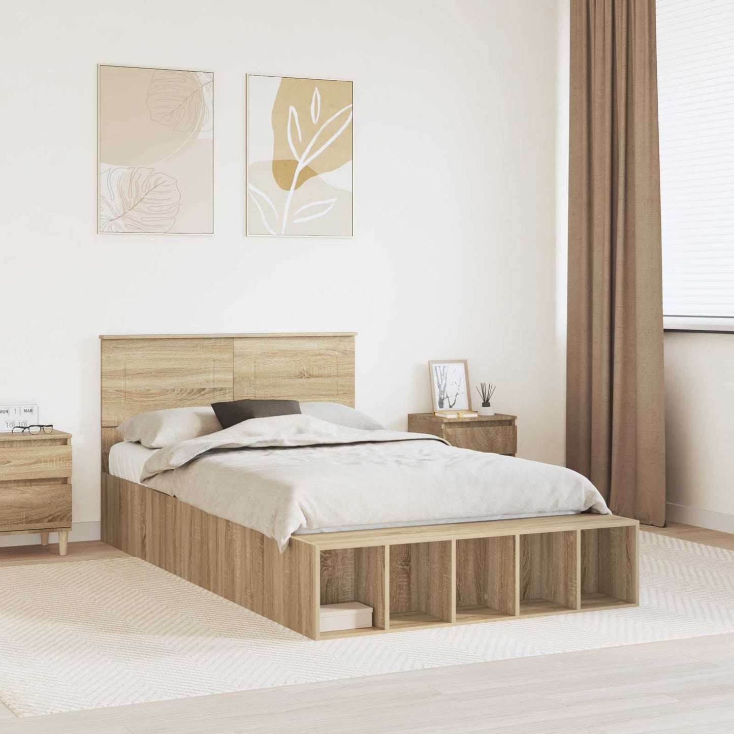vidaXL Σκελετός Κρεβατιού Δρύς Sonoma 120 x 200 cm Επεξεργασμένο ξύλο