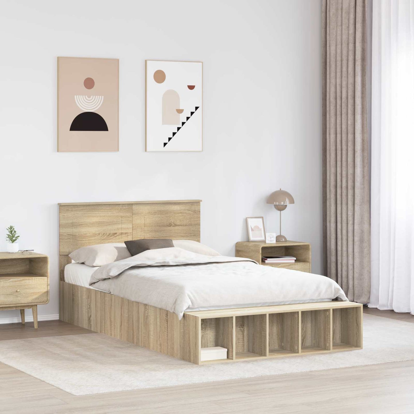 vidaXL Σκελετός Κρεβατιού Δρύς Sonoma 120 x 200 cm Επεξεργασμένο ξύλο