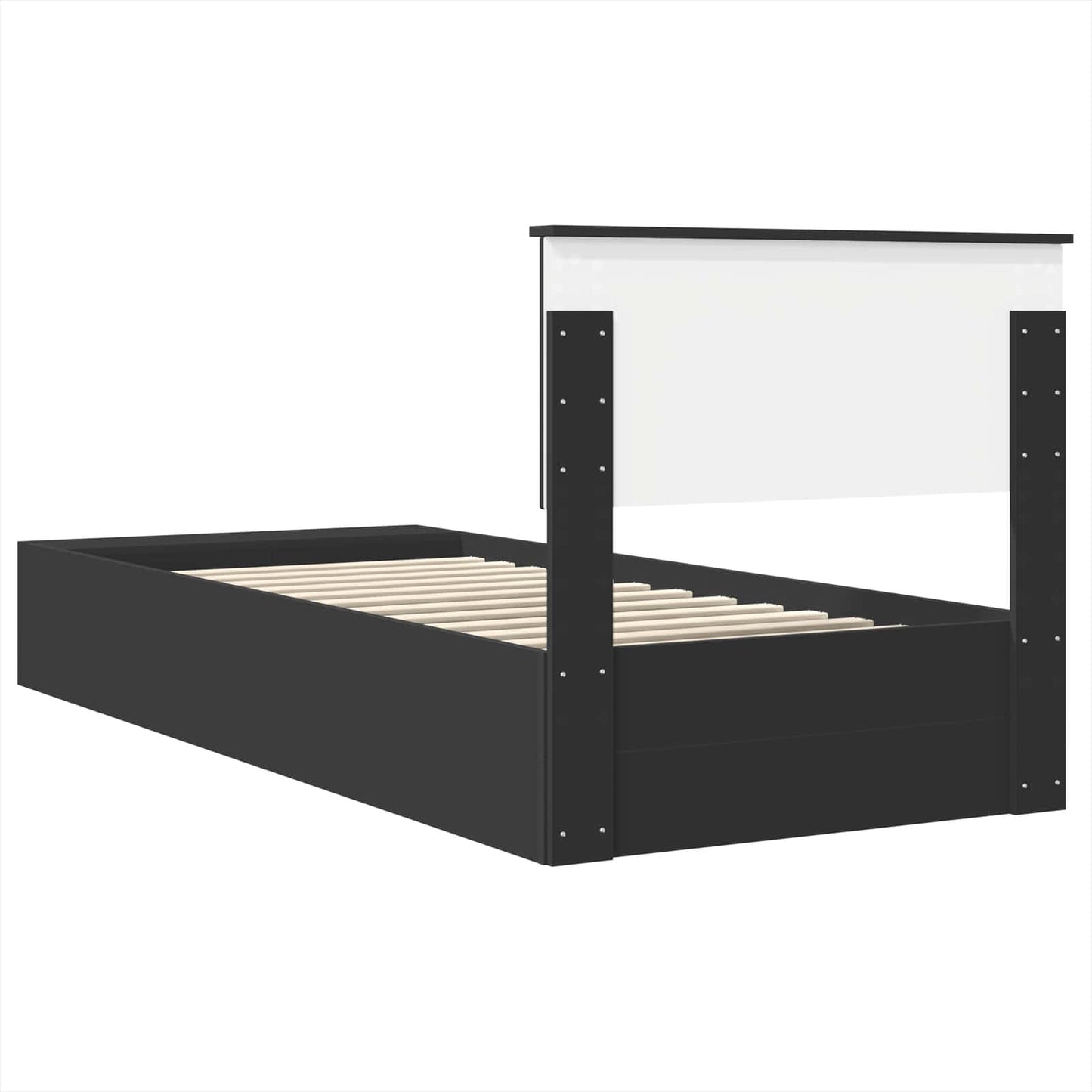 vidaXL Σκελετός Κρεβατιού με ράφι Μαύρο 90 x 190 cm Επεξεργασμένο ξύλο