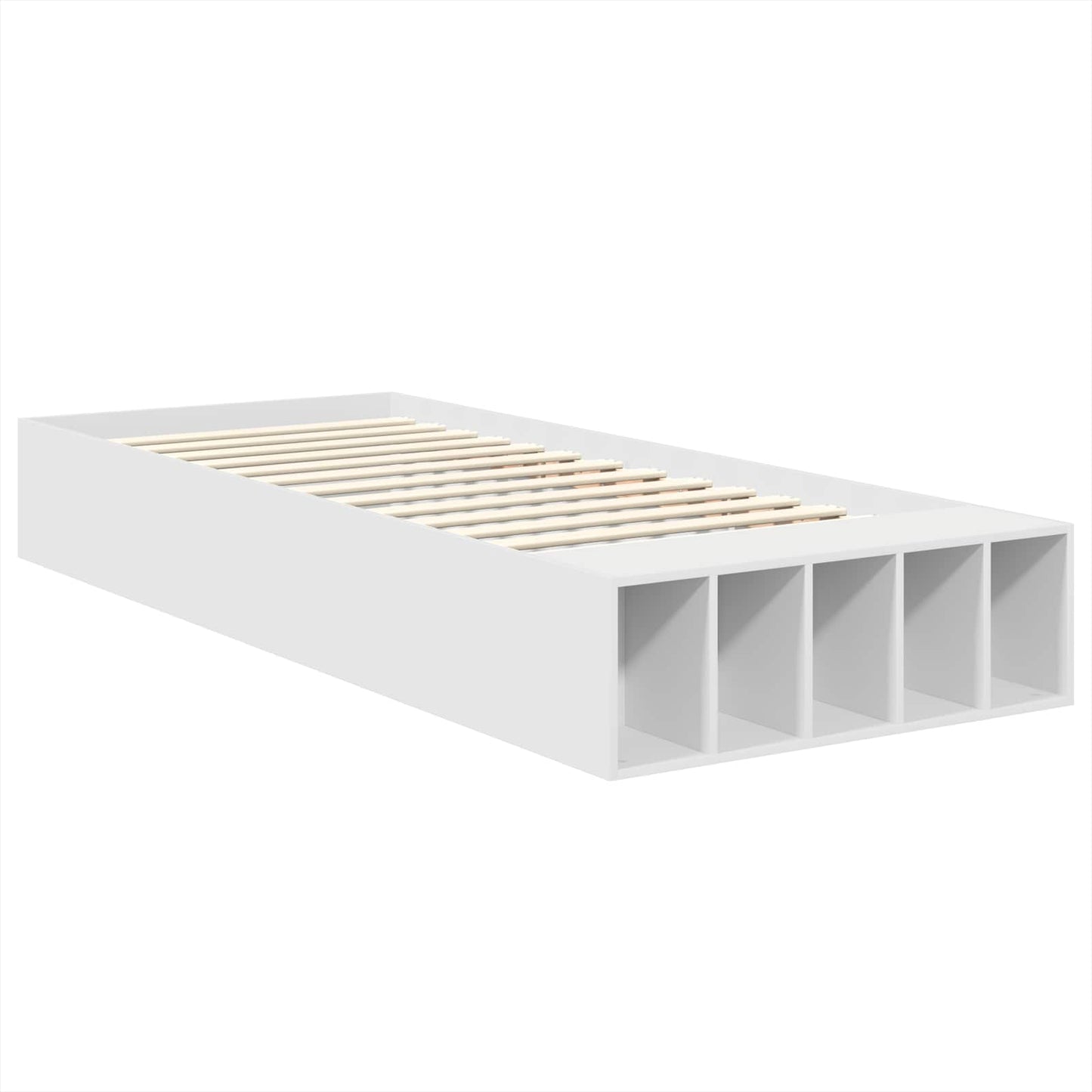 vidaXL Σκελετός Κρεβατιού με ράφι Λευκό 75 x 190 cm Επεξεργασμένο ξύλο