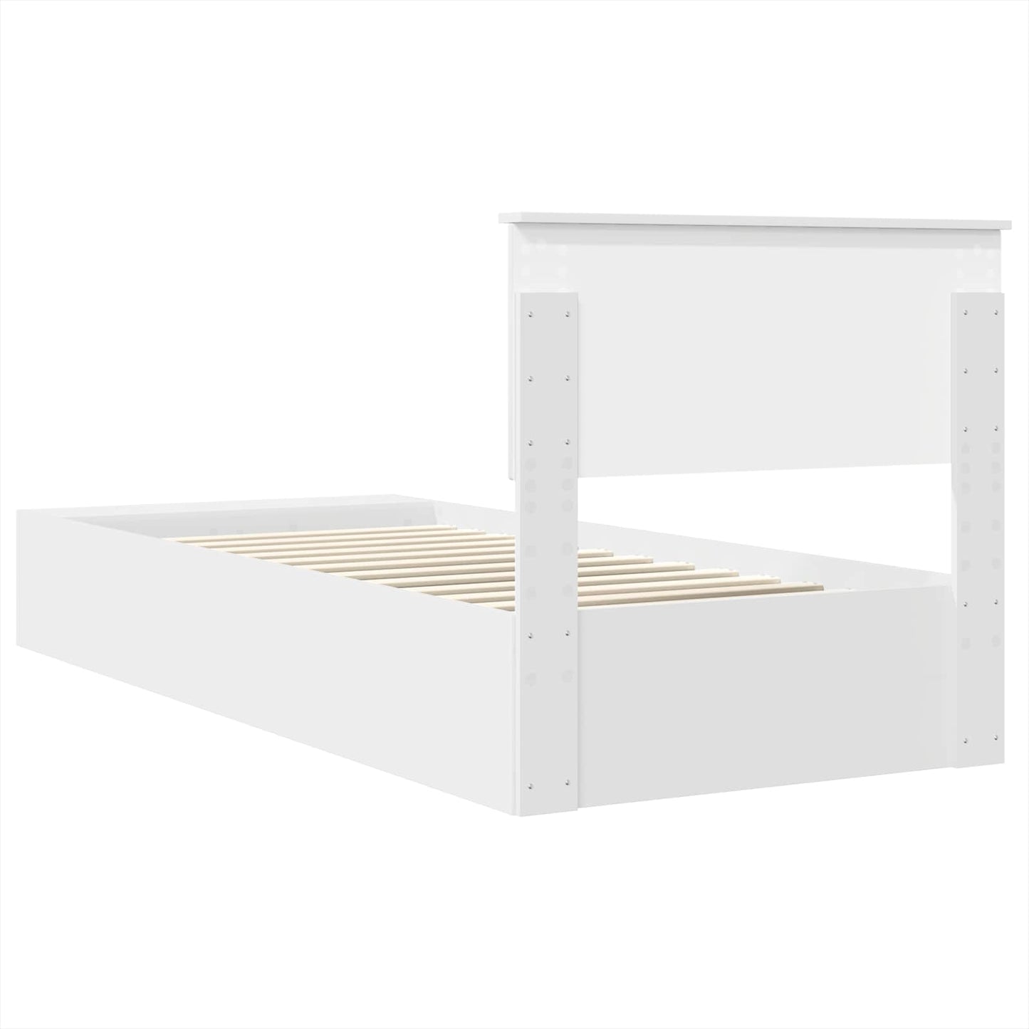 vidaXL Σκελετός Κρεβατιού με ράφι Λευκό 75 x 190 cm Επεξεργασμένο ξύλο