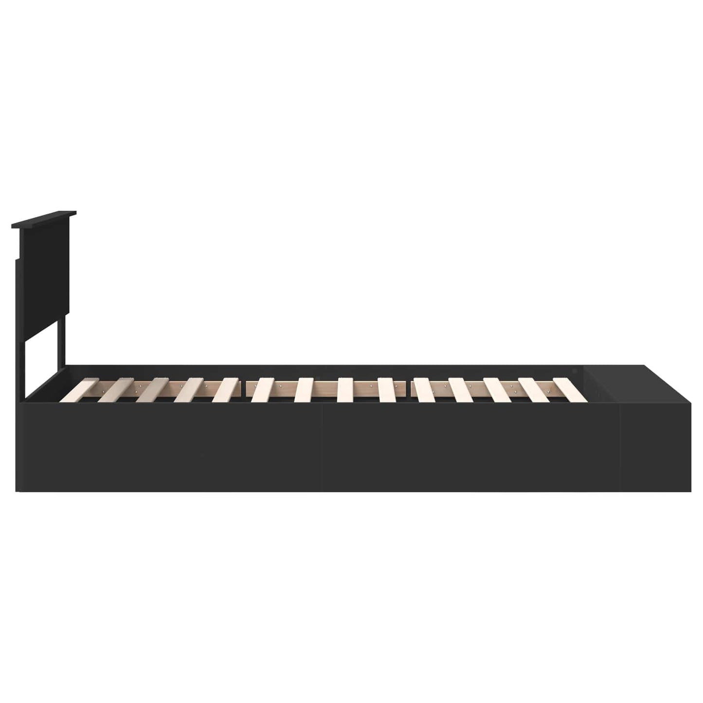 vidaXL Σκελετός Κρεβατιού με ράφι Μαύρο 75 x 190 cm Επεξεργασμένο ξύλο