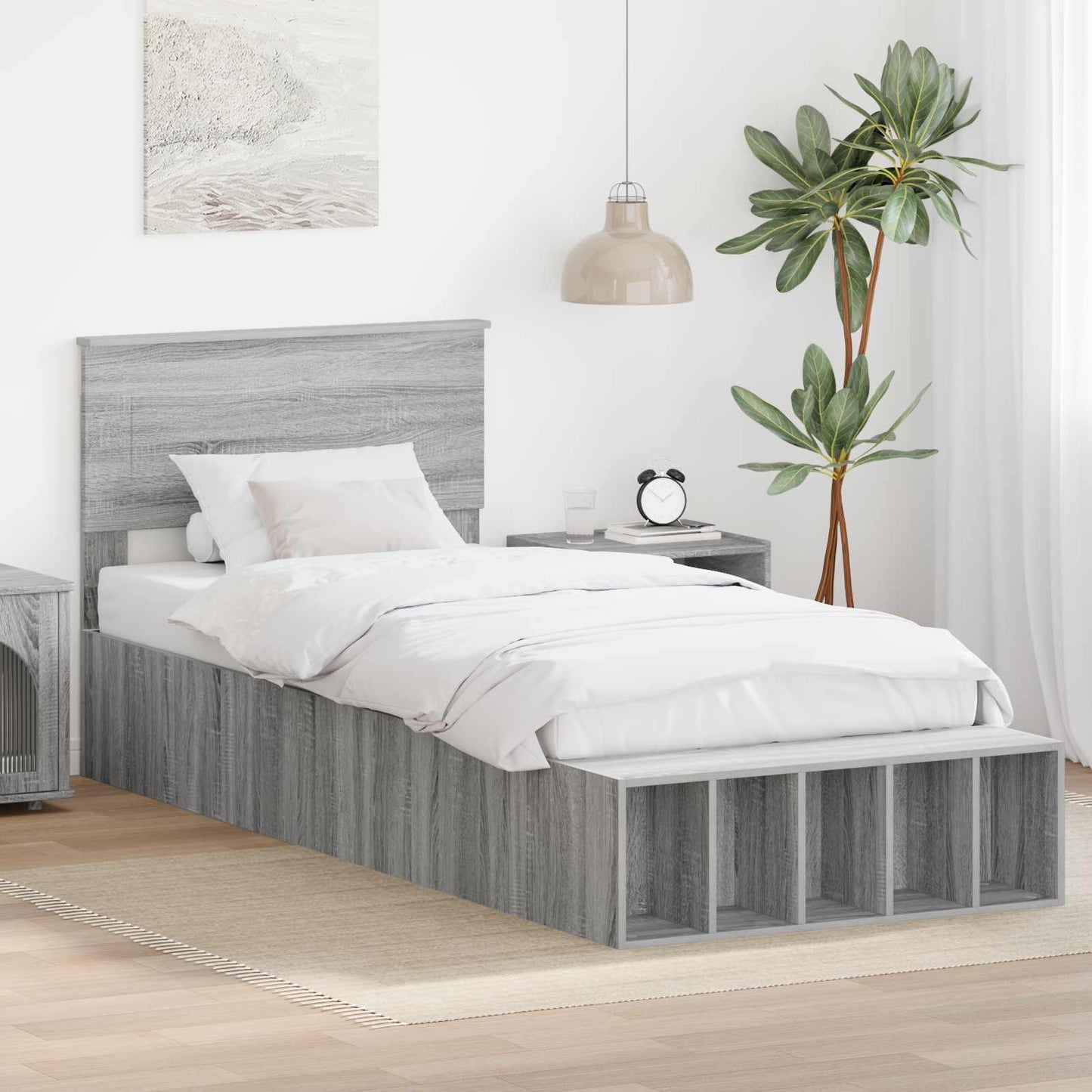 vidaXL Σκελετός Κρεβατιού Γκρίζο Σονομα 75 x 190 cm Επεξεργασμένο ξύλο