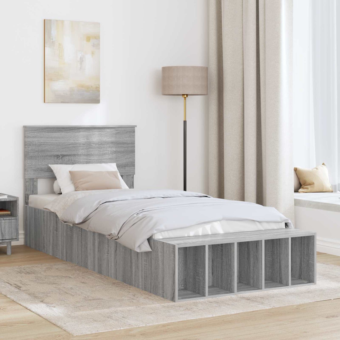 vidaXL Σκελετός Κρεβατιού Γκρίζο Σονομα 75 x 190 cm Επεξεργασμένο ξύλο
