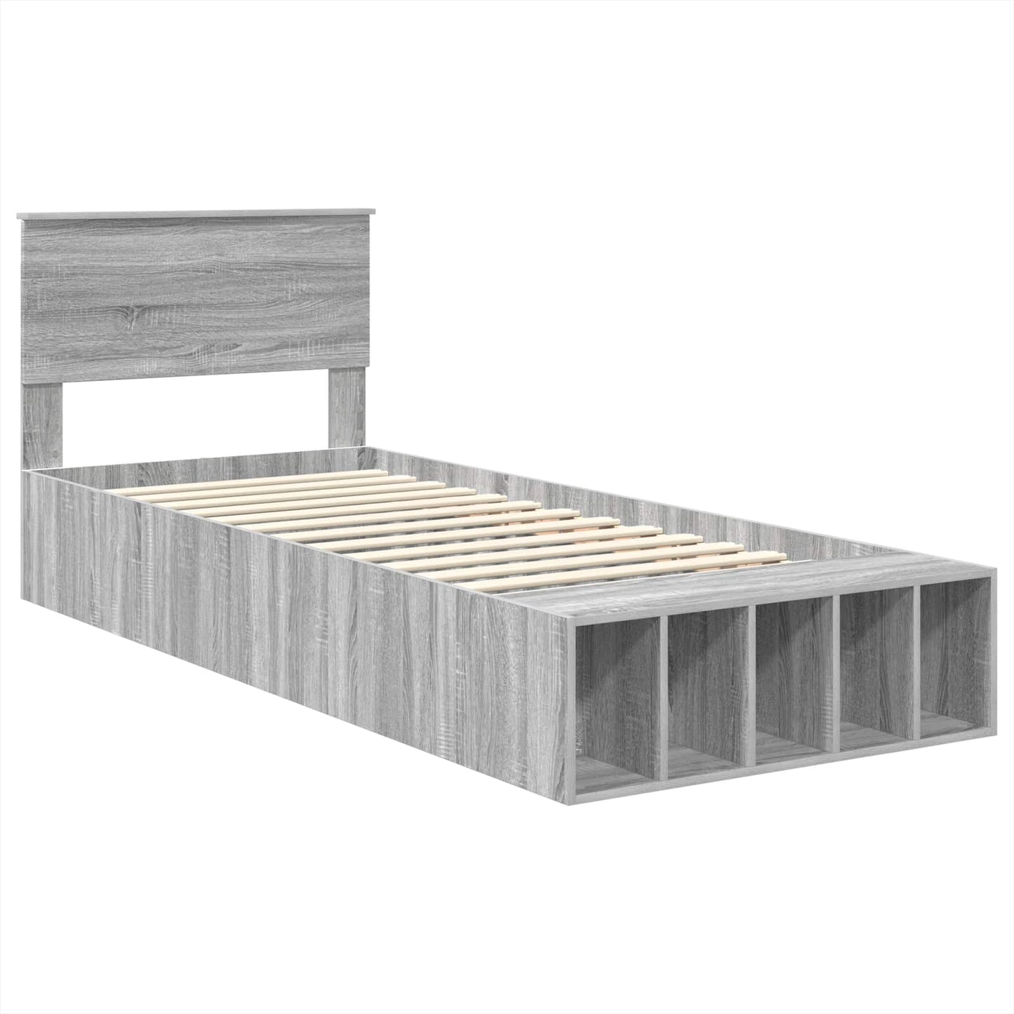 vidaXL Σκελετός Κρεβατιού Γκρίζο Σονομα 75 x 190 cm Επεξεργασμένο ξύλο