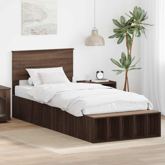 vidaXL Σκελετός Κρεβατιού Καφέ δρυς 75 x 190 cm Επεξεργασμένο ξύλο