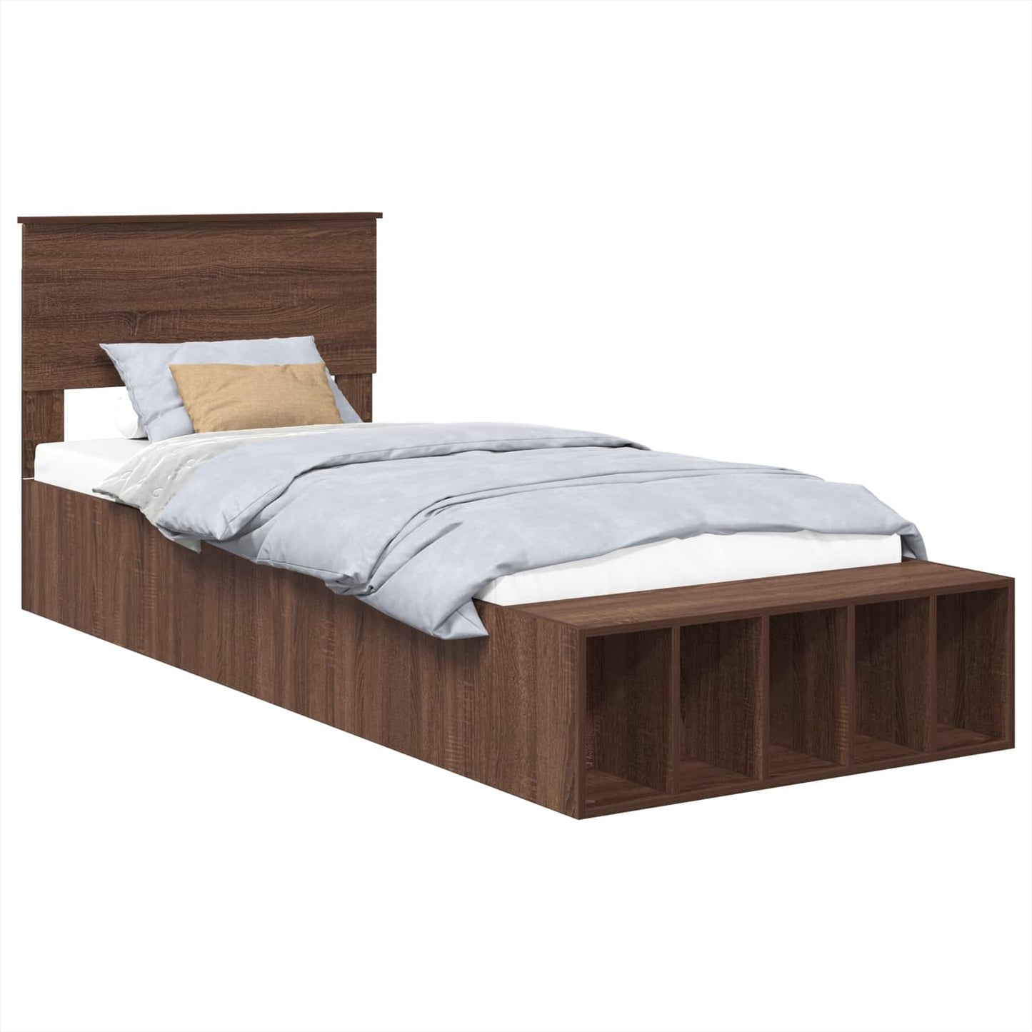 vidaXL Σκελετός Κρεβατιού Καφέ δρυς 75 x 190 cm Επεξεργασμένο ξύλο