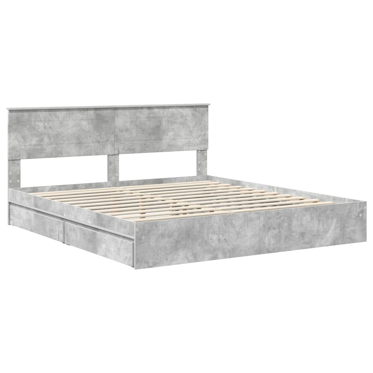 vidaXL Κρεβάτι Αποθήκης Σκυρόδεμα Γκρι 200 x 200 cm Επεξεργασμένο ξύλο