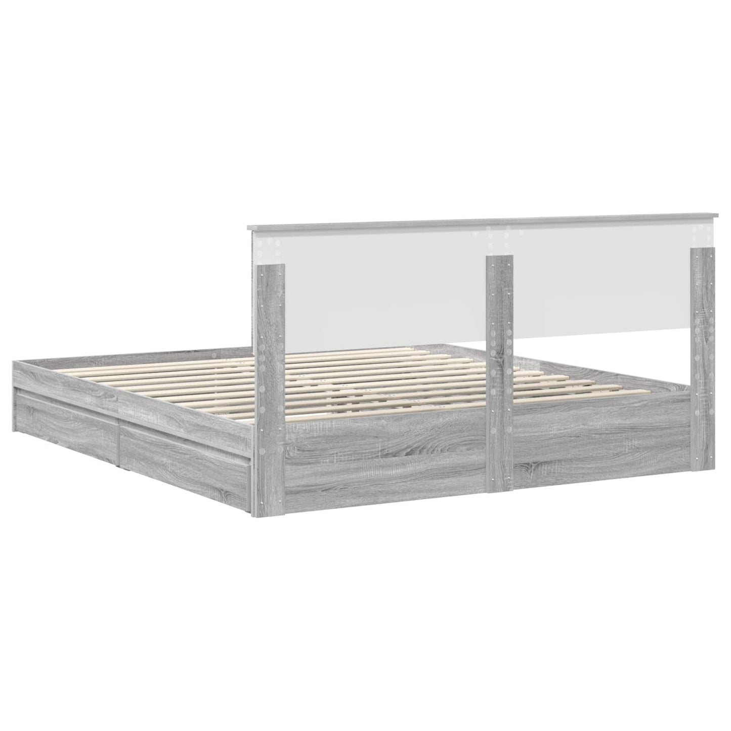 vidaXL Κρεβάτι Αποθήκης Γκρίζο Σονομα 200 x 200 cm Επεξεργασμένο ξύλο