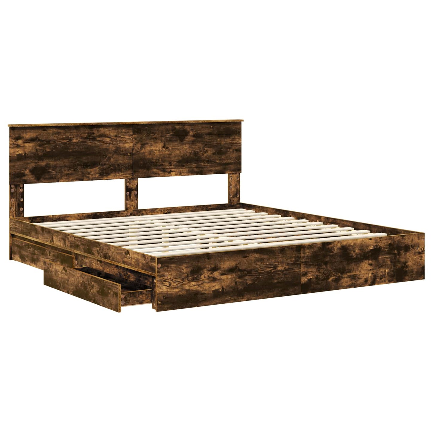 vidaXL Κρεβάτι Αποθήκης Καπνιστό Δρύς 180 x 200 cm Επεξεργασμένο ξύλο