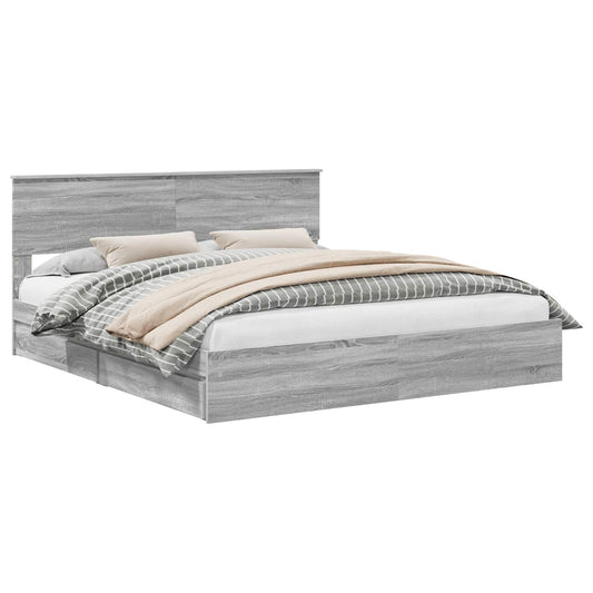 vidaXL Κρεβάτι Αποθήκης Γκρίζο Σονομα 180 x 200 cm Επεξεργασμένο ξύλο