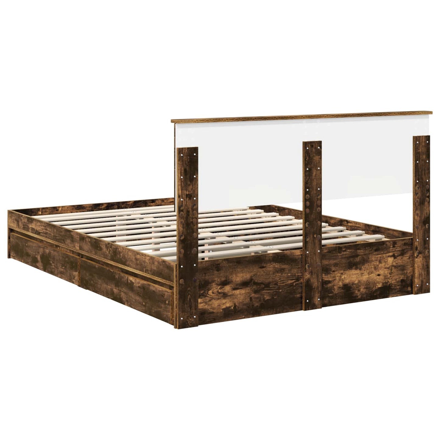 vidaXL Κρεβάτι Αποθήκης Καπνιστό Δρύς 160 x 200 cm Επεξεργασμένο ξύλο