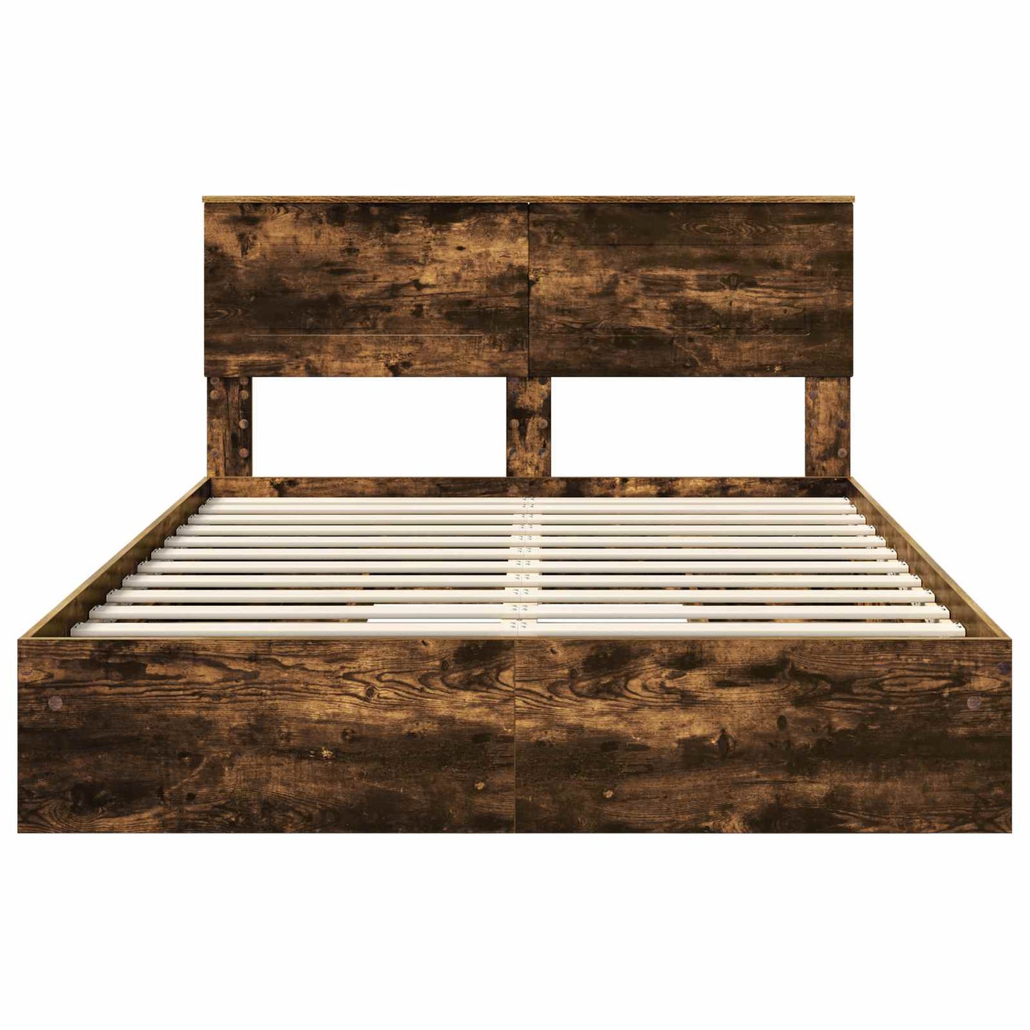vidaXL Κρεβάτι Αποθήκης Καπνιστό Δρύς 160 x 200 cm Επεξεργασμένο ξύλο