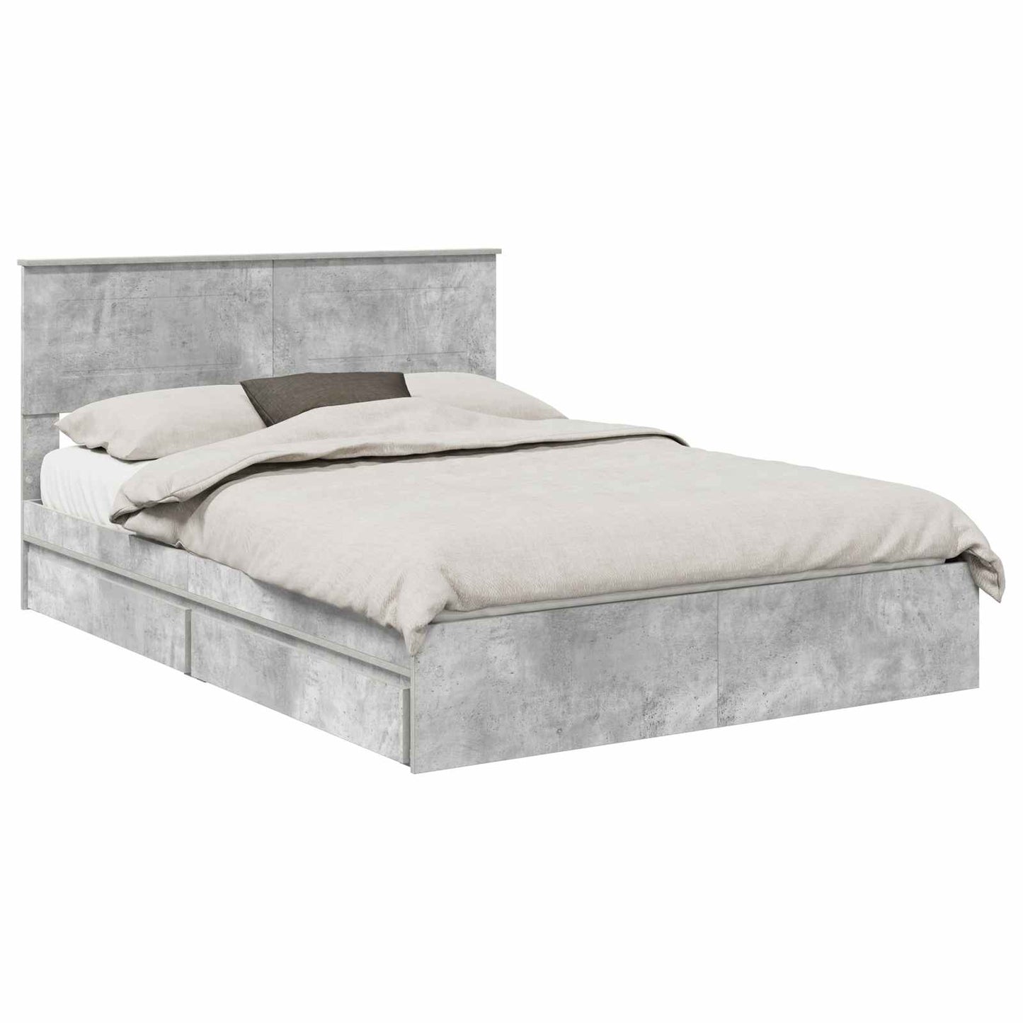 vidaXL Κρεβάτι Αποθήκης Σκυρόδεμα Γκρι 150 x 200 cm Επεξεργασμένο ξύλο