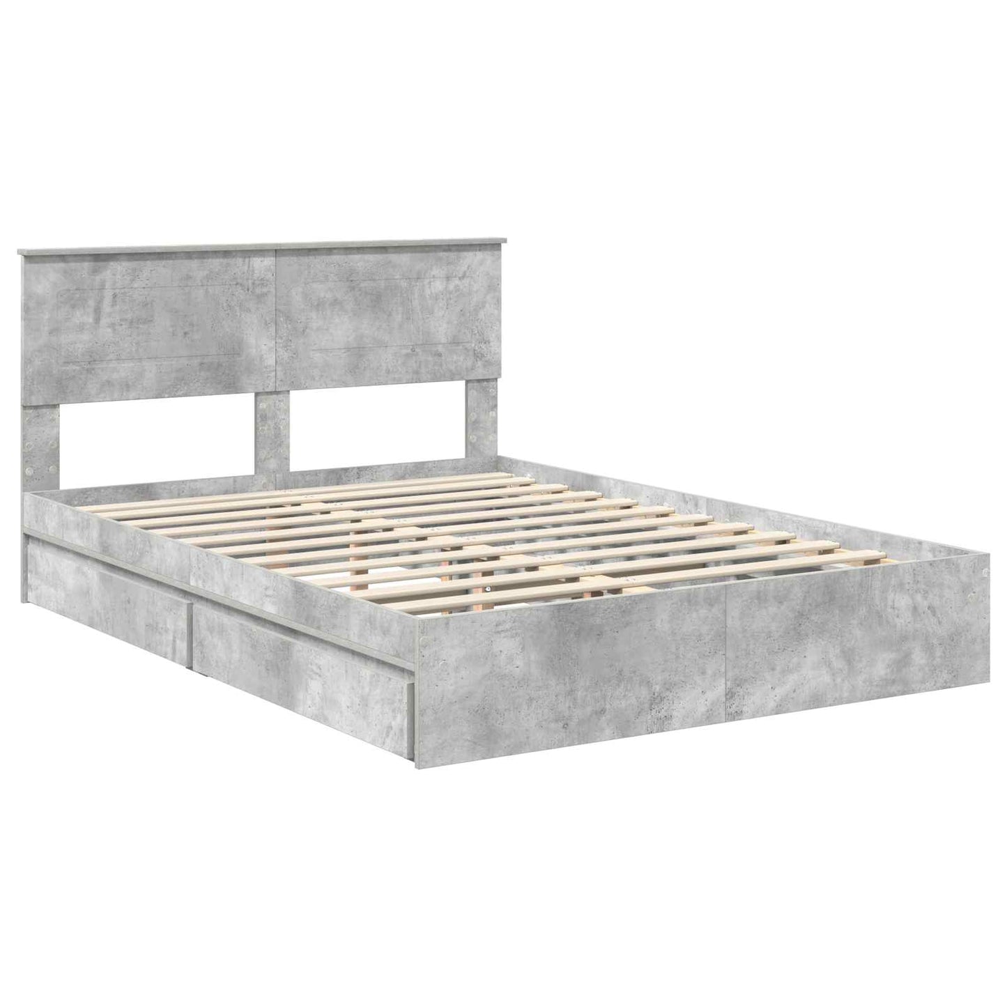 vidaXL Κρεβάτι Αποθήκης Σκυρόδεμα Γκρι 150 x 200 cm Επεξεργασμένο ξύλο
