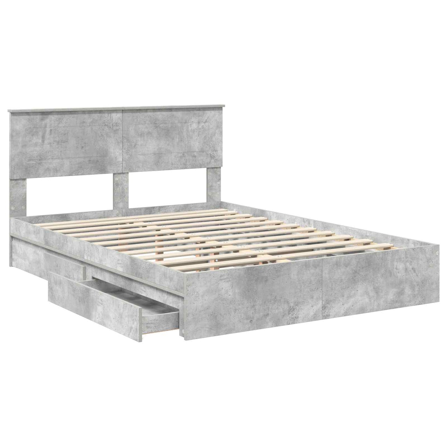 vidaXL Κρεβάτι Αποθήκης Σκυρόδεμα Γκρι 150 x 200 cm Επεξεργασμένο ξύλο