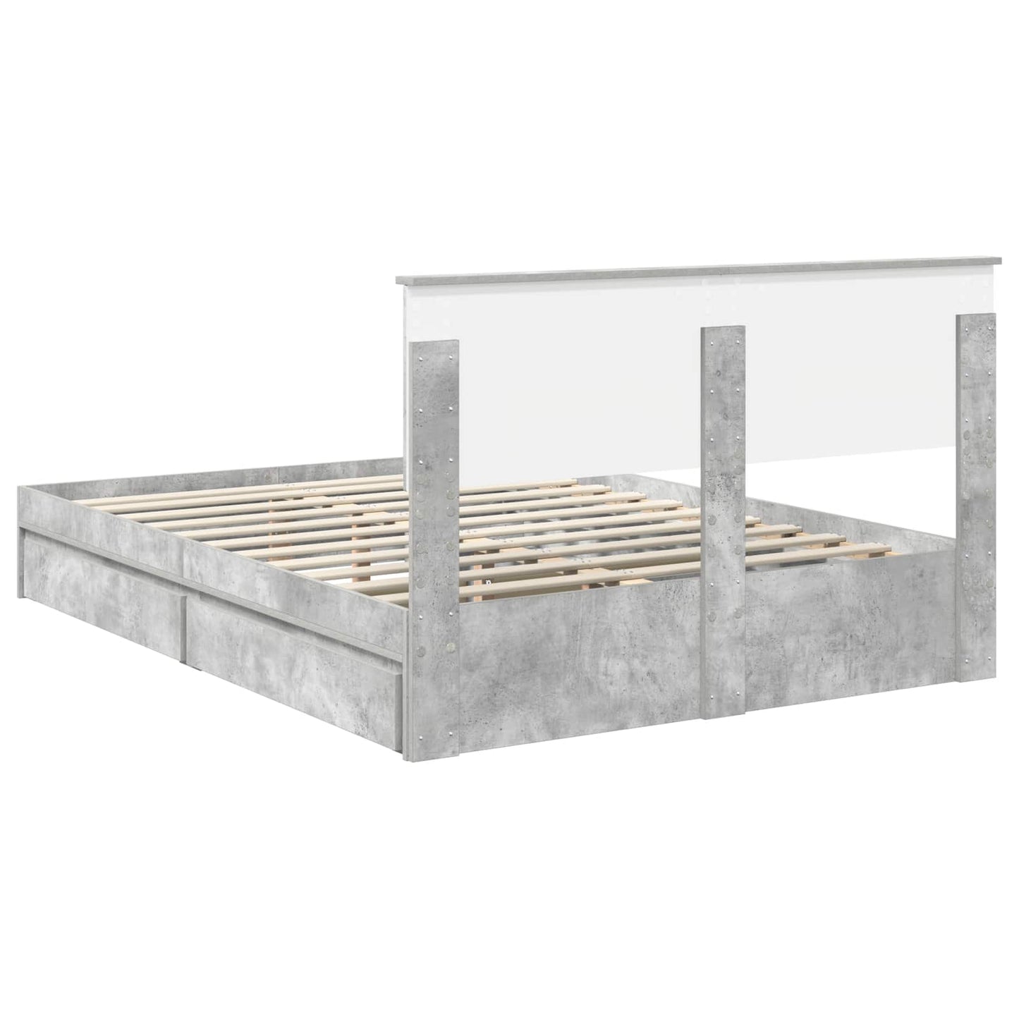 vidaXL Κρεβάτι Αποθήκης Σκυρόδεμα Γκρι 150 x 200 cm Επεξεργασμένο ξύλο