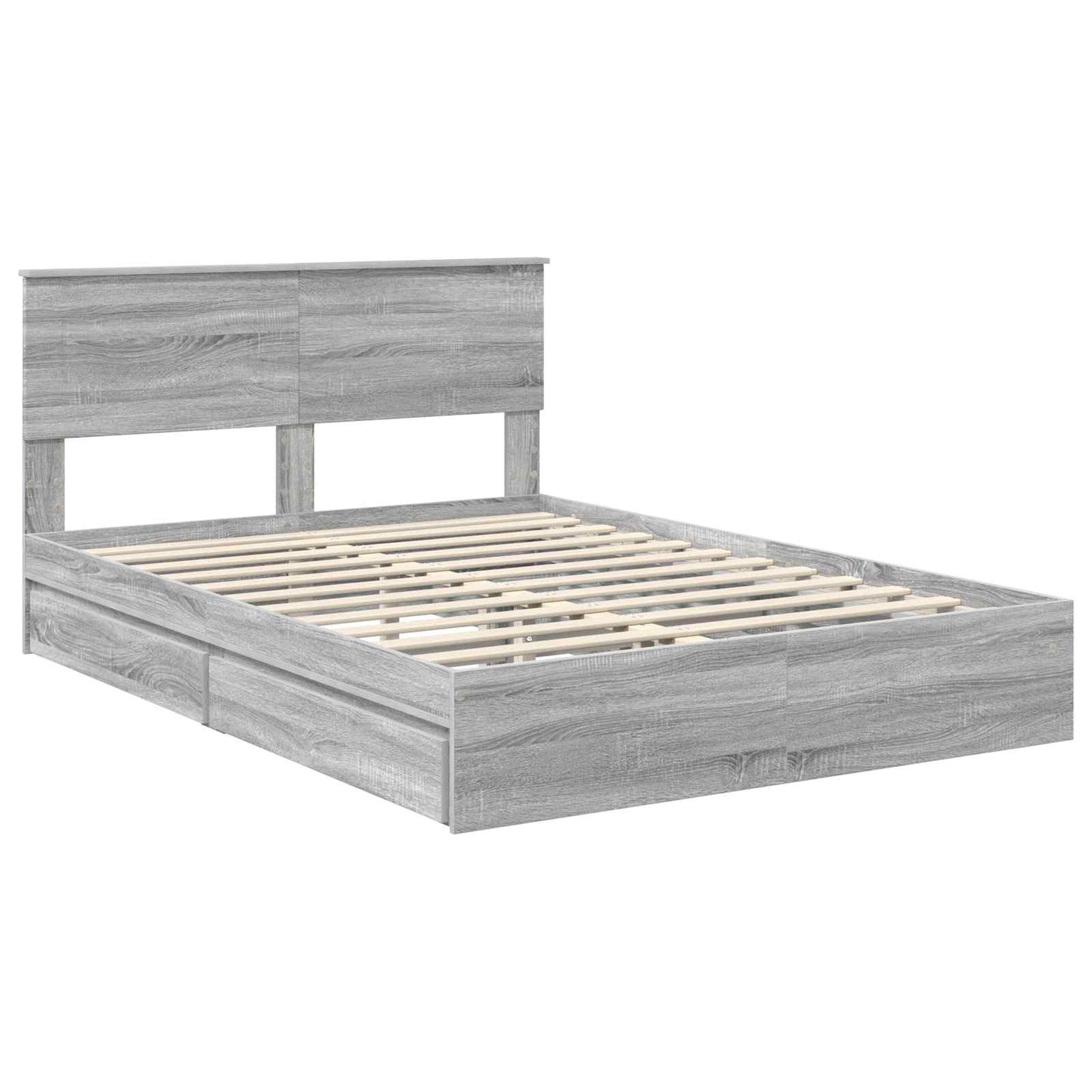 vidaXL Κρεβάτι Αποθήκης Γκρίζο Σονομα 150 x 200 cm Επεξεργασμένο ξύλο