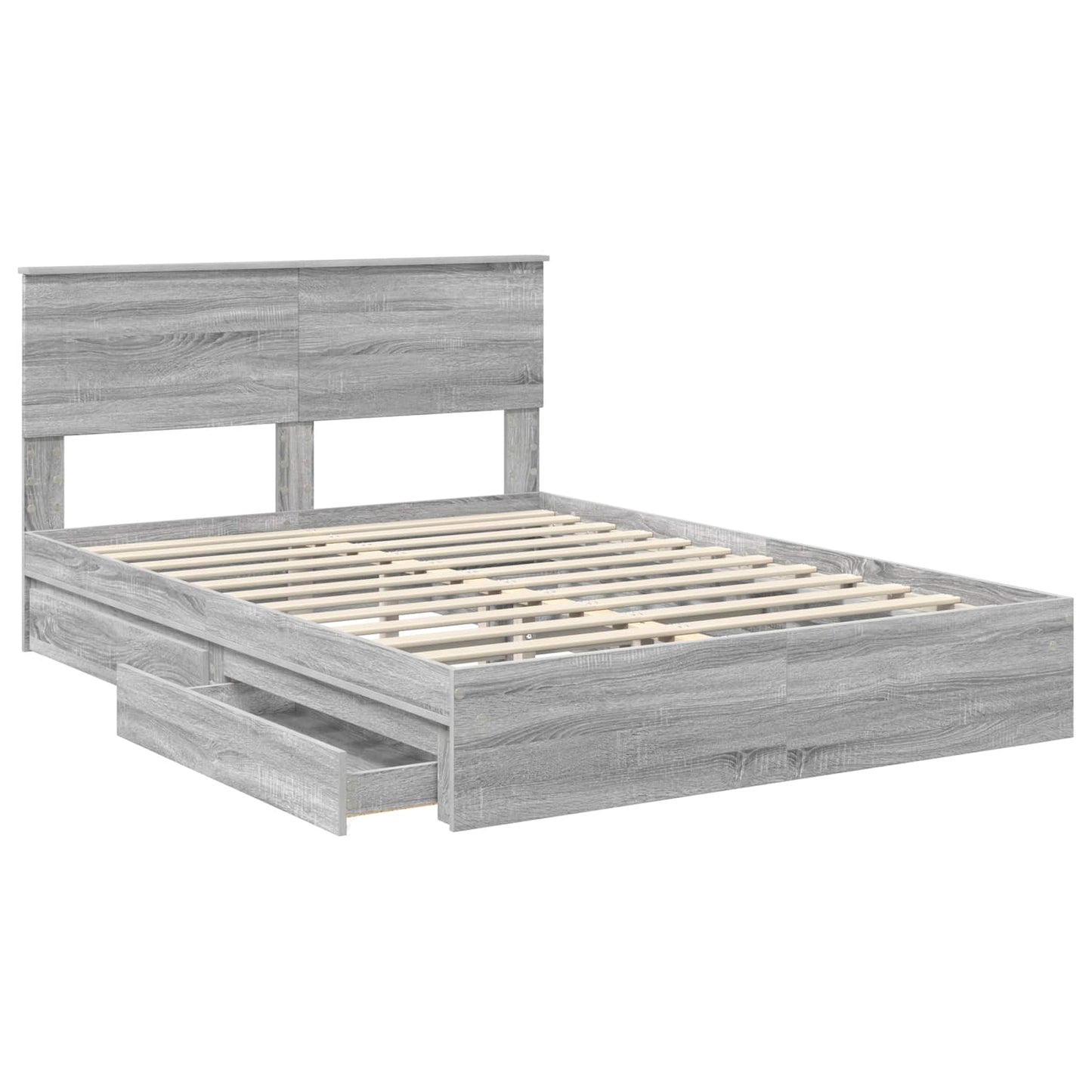 vidaXL Κρεβάτι Αποθήκης Γκρίζο Σονομα 150 x 200 cm Επεξεργασμένο ξύλο