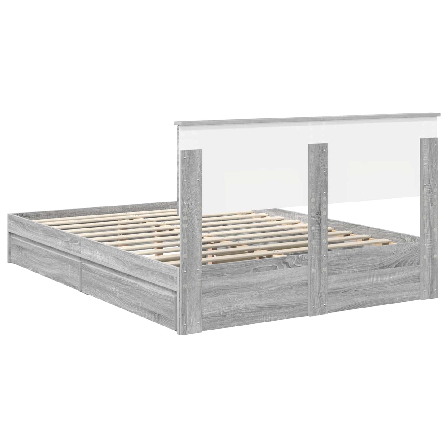 vidaXL Κρεβάτι Αποθήκης Γκρίζο Σονομα 150 x 200 cm Επεξεργασμένο ξύλο