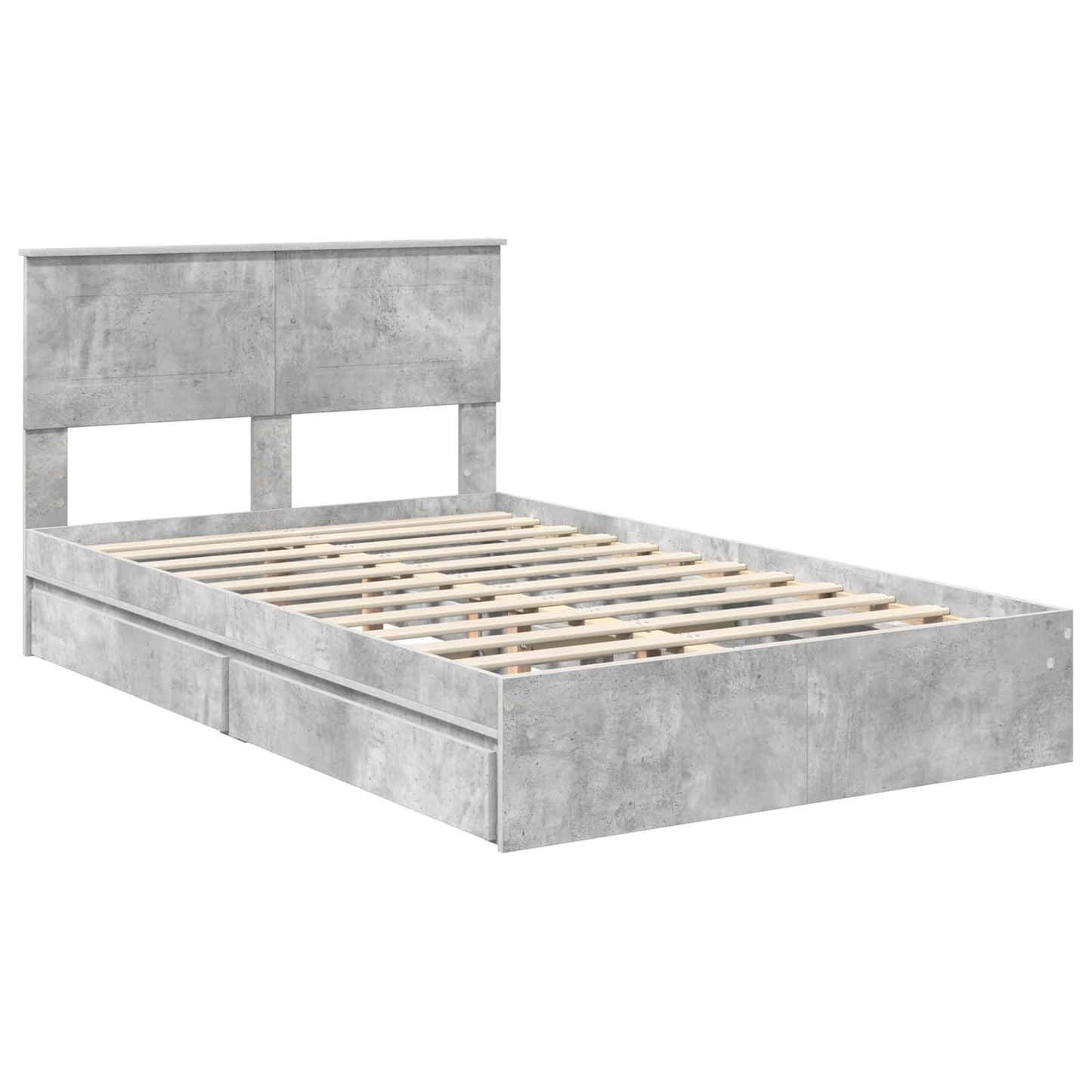 vidaXL Κρεβάτι Αποθήκης Σκυρόδεμα Γκρι 135 x 190 cm Επεξεργασμένο ξύλο