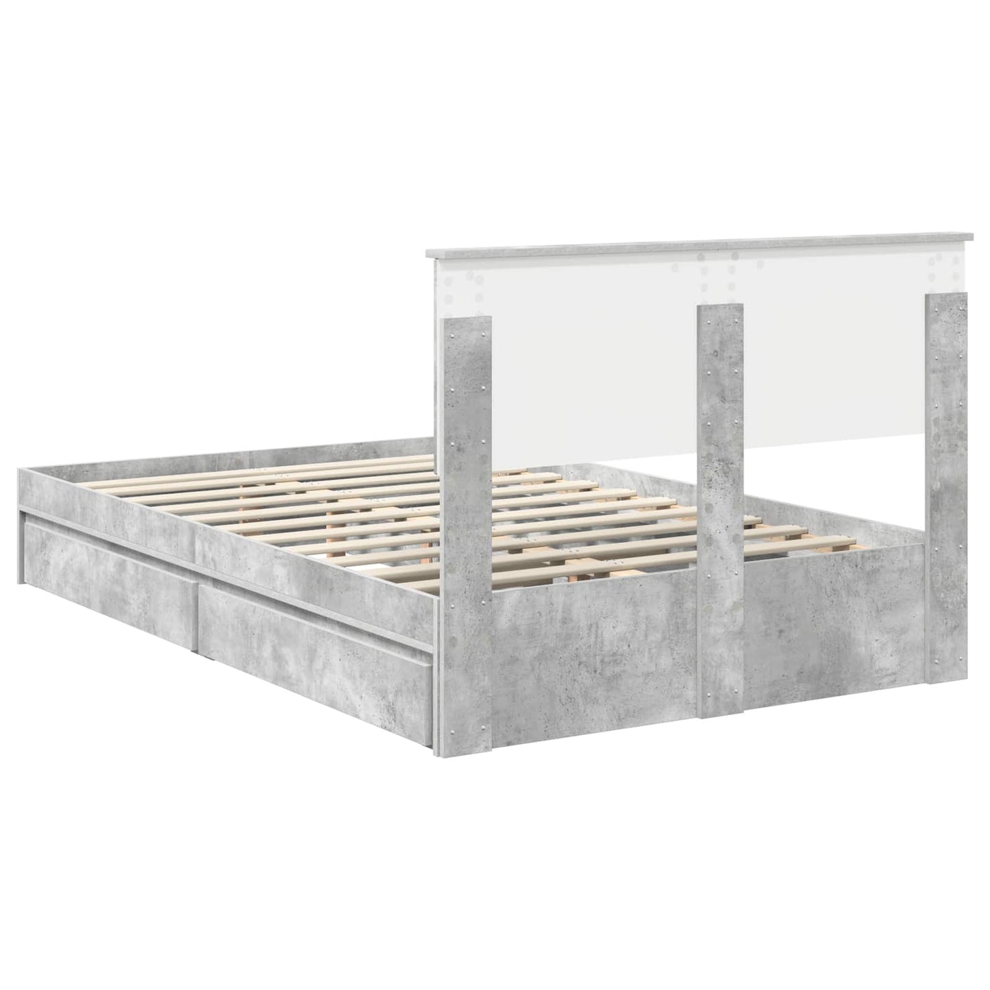 vidaXL Κρεβάτι Αποθήκης Σκυρόδεμα Γκρι 135 x 190 cm Επεξεργασμένο ξύλο