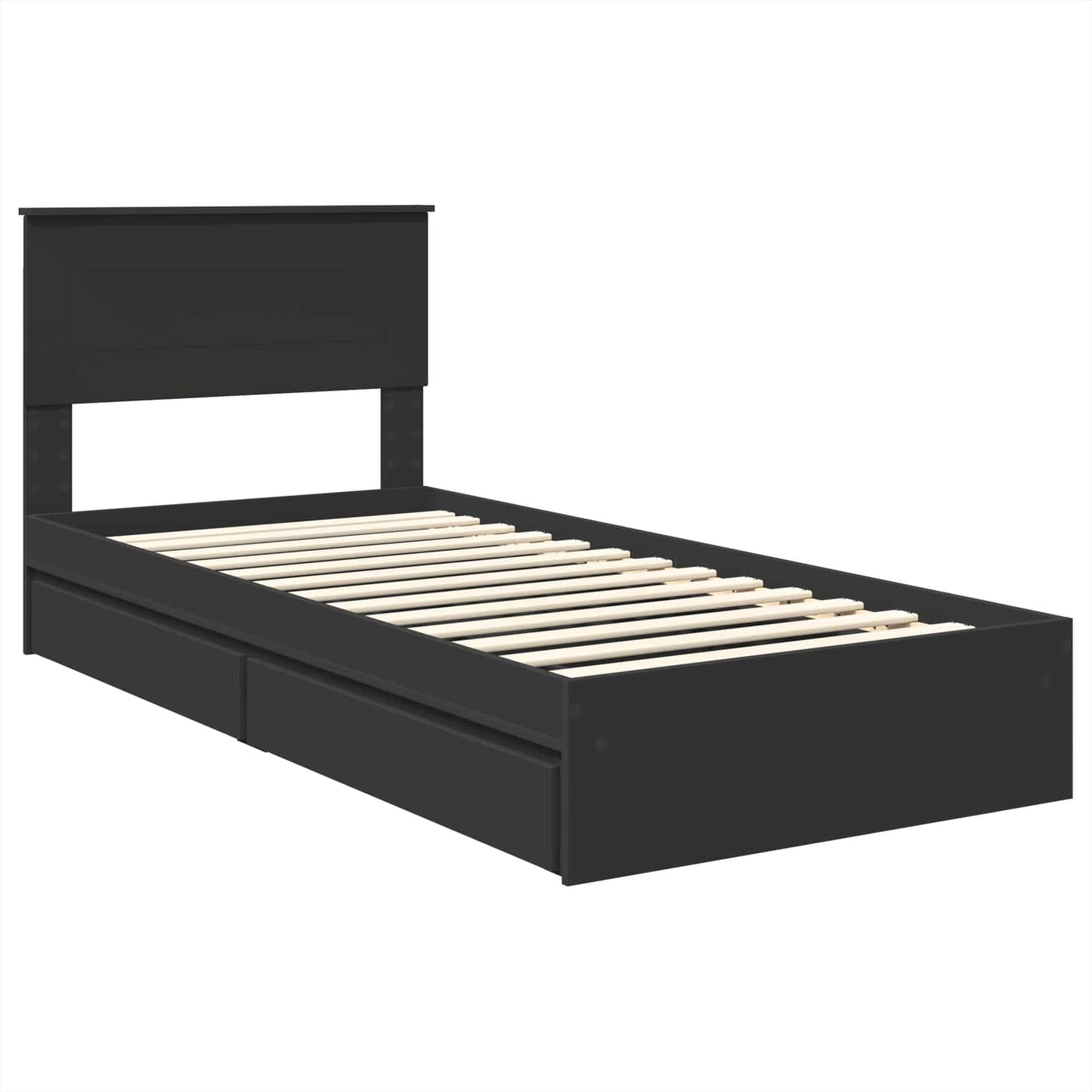 vidaXL Κρεβάτι Αποθήκης Μαύρο 90 x 190 cm Επεξεργασμένο ξύλο
