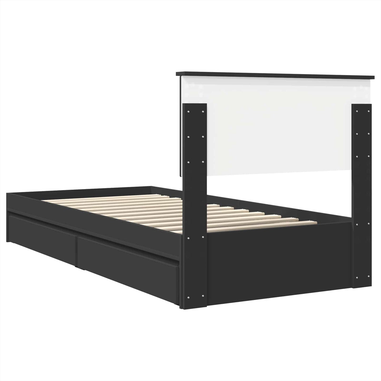 vidaXL Κρεβάτι Αποθήκης Μαύρο 75 x 190 cm Επεξεργασμένο ξύλο