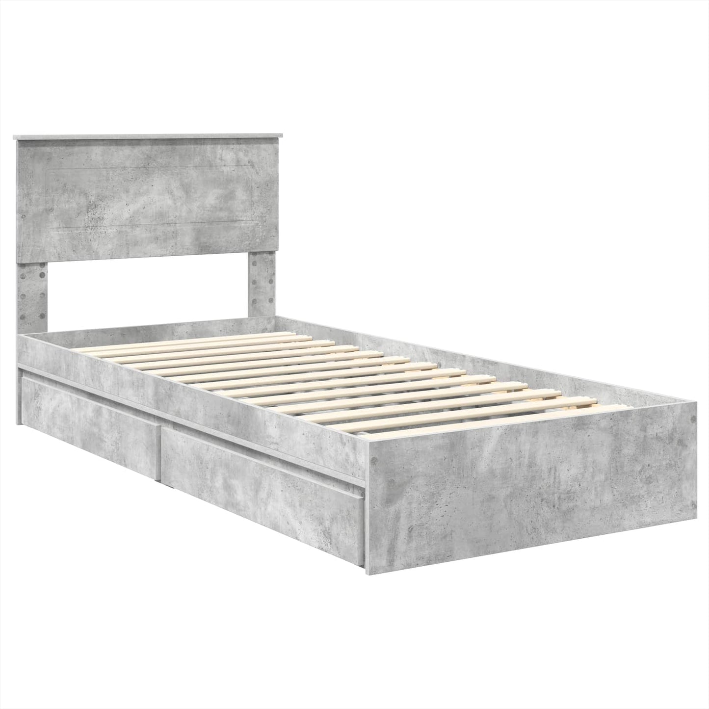 vidaXL Κρεβάτι Αποθήκης Σκυρόδεμα Γκρι 70 x 190 cm Επεξεργασμένο ξύλο