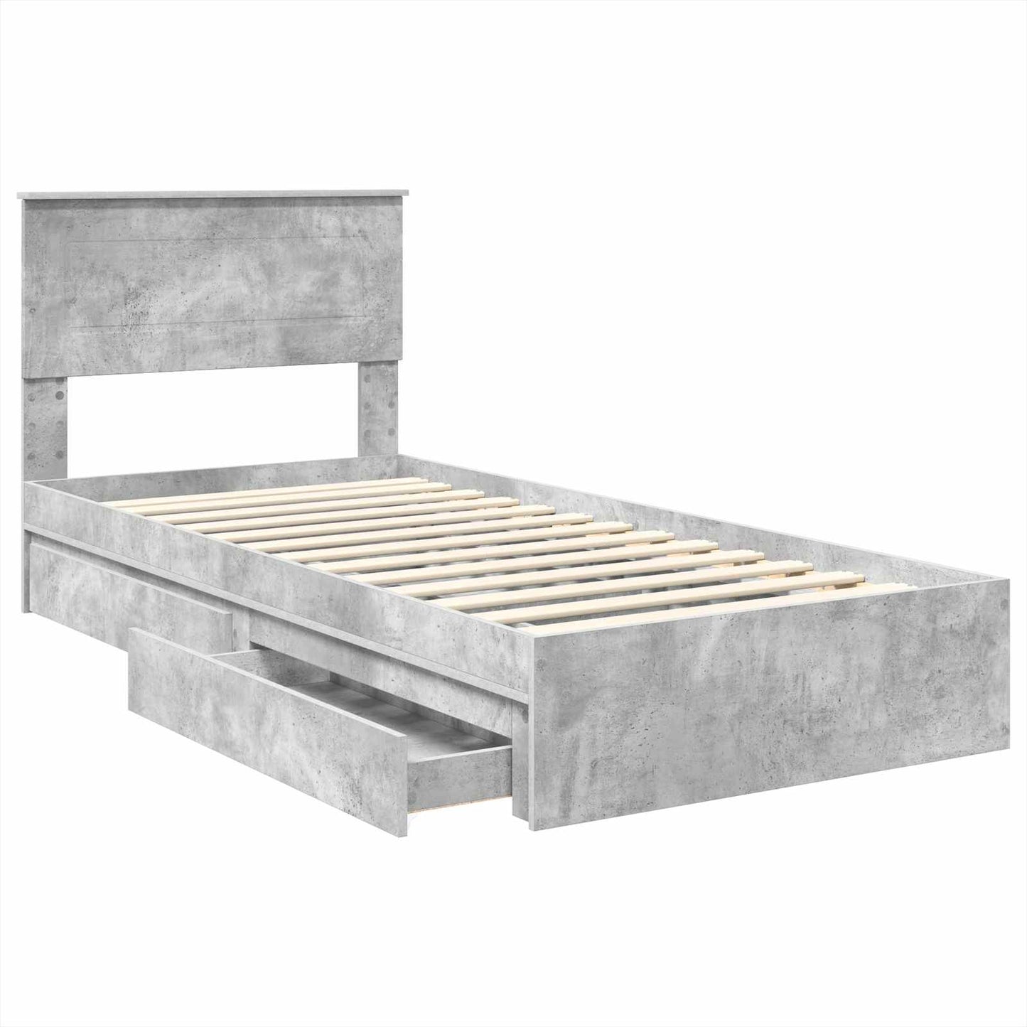 vidaXL Κρεβάτι Αποθήκης Σκυρόδεμα Γκρι 70 x 190 cm Επεξεργασμένο ξύλο