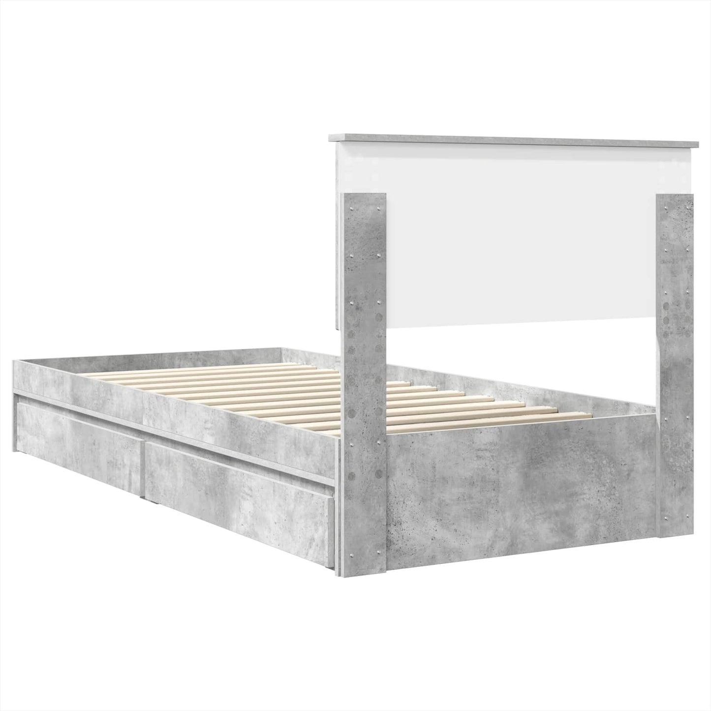 vidaXL Κρεβάτι Αποθήκης Σκυρόδεμα Γκρι 70 x 190 cm Επεξεργασμένο ξύλο