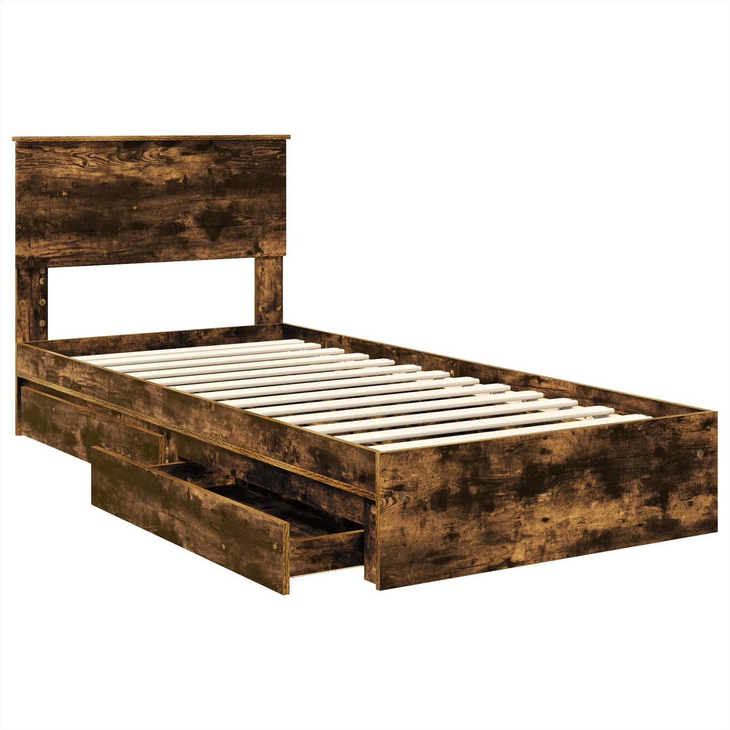 vidaXL Κρεβάτι Αποθήκης Καπνιστό Δρύς 75 x 190 cm Επεξεργασμένο ξύλο